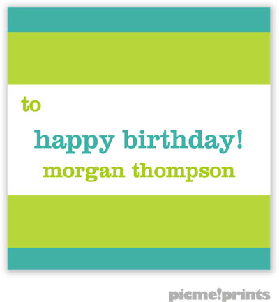 PicMe Prints - Calling Cards - Bold Bands Turquoise/Chartreuse (Folded)