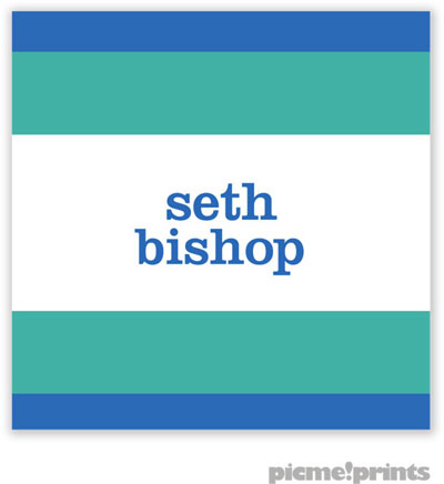 PicMe Prints - Calling Cards - Bold Bands Ocean/Turquoise (Folded)
