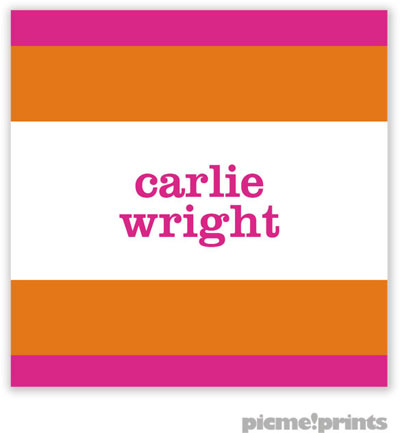 PicMe Prints - Calling Cards - Bold Bands Hot Pink/Tangerine (Flat) PicMe Prints - Calling Cards - Bold Bands Hot Pink/Tangerine (Flat)