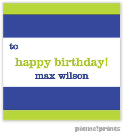 PicMe Prints - Calling Cards - Bold Bands Chartreuse/Cobalt (Folded)