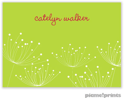 PicMe Prints - Calling Cards - Dandelions White on Chartreuse (Folded-No Motif) PicMe Prints - Calling Cards - Dandelions White on Chartreuse (Folded-No Motif)