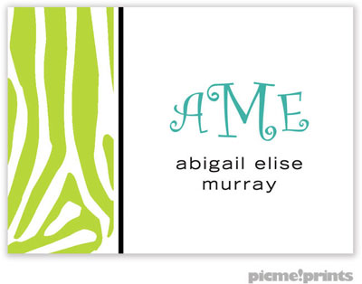 PicMe Prints - Calling Cards - Zany Zebra Chartreuse (Flat) PicMe Prints - Calling Cards - Zany Zebra Chartreuse (Flat)