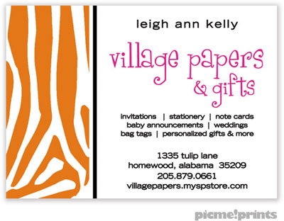 PicMe Prints - Calling Cards - Zany Zebra Tangerine (Folded) PicMe Prints - Calling Cards - Zany Zebra Tangerine (Folded)