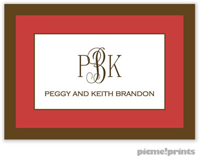 PicMe Prints - Calling Cards - Chocolate Border Paprika (Folded)