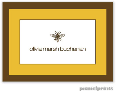 PicMe Prints - Calling Cards - Chocolate Border Mustard (Flat)