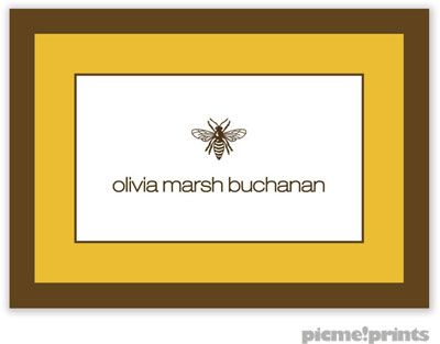 PicMe Prints - Calling Cards - Chocolate Border Mustard (Folded)