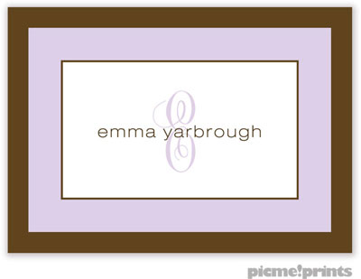 PicMe Prints - Calling Cards - Chocolate Border Lavender (Folded)