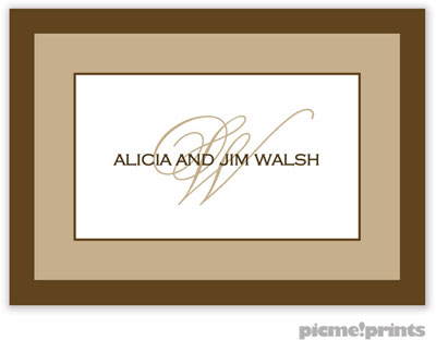 PicMe Prints - Calling Cards - Chocolate Border Tan (Folded)