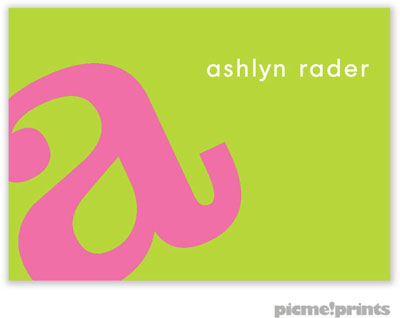 PicMe Prints - Calling Cards - Alphabet Bubblegum on Chartreuse (Folded-No Motif) PicMe Prints - Calling Cards - Alphabet Bubblegum on Chartreuse (Folded-No Motif)