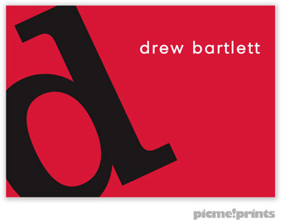 PicMe Prints - Calling Cards - Alphabet Black on Cherry (Folded-No Motif)