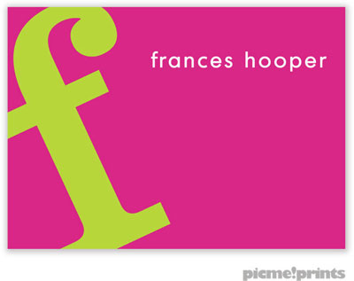 PicMe Prints - Calling Cards - Alphabet Chartreuse on Hot Pink (Flat)