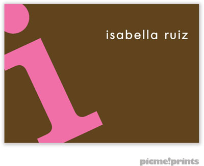 PicMe Prints - Calling Cards - Alphabet Bubblegum on Chocolate (Folded-No Motif)