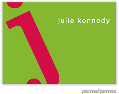 PicMe Prints - Calling Cards - Alphabet Watermelon on Lime (Flat)