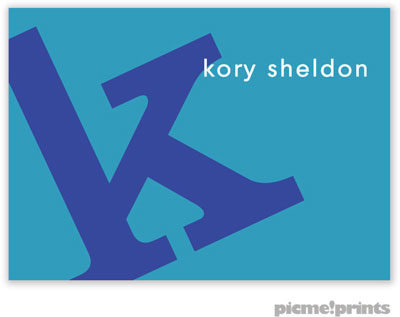 PicMe Prints - Calling Cards - Alphabet Cobalt on Peacock (Flat)
