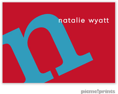 PicMe Prints - Calling Cards - Alphabet Peacock on Poppy (Flat)