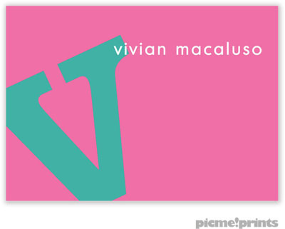 PicMe Prints - Calling Cards - Alphabet Turquoise on Bubblegum (Flat) PicMe Prints - Calling Cards - Alphabet Turquoise on Bubblegum (Flat)