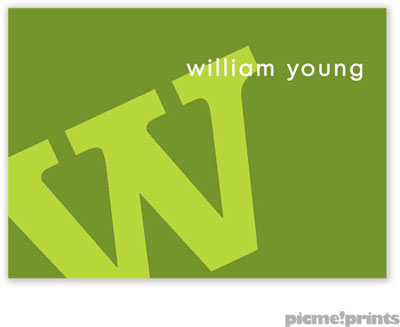 PicMe Prints - Calling Cards - Alphabet Chartreuse on Cilantro (Folded-No Motif)