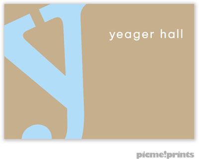 PicMe Prints - Calling Cards - Alphabet Powder on Tan (Flat)