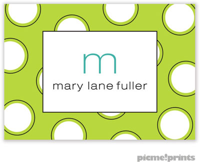 PicMe Prints - Calling Cards - Big Ol' Dots Chartreuse (Folded)