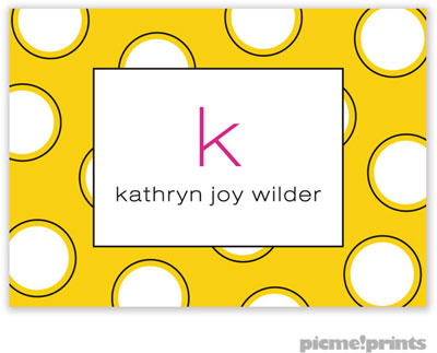 PicMe Prints - Calling Cards - Big Ol' Dots Sunshine (Folded)