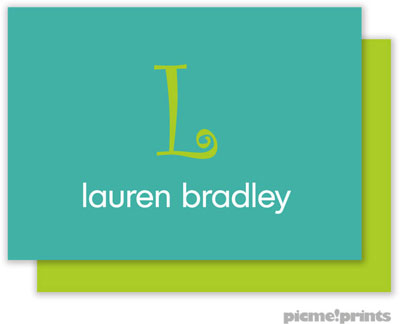 PicMe Prints - Calling Cards - Solid Turquoise/Chartreuse (Flat) PicMe Prints - Calling Cards - Solid Turquoise/Chartreuse (Flat)