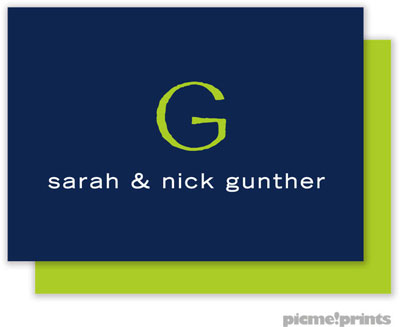 PicMe Prints - Calling Cards - Solid Navy/Chartreuse (Flat) PicMe Prints - Calling Cards - Solid Navy/Chartreuse (Flat)