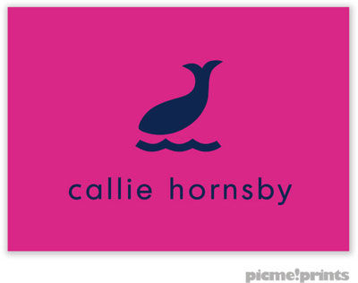 PicMe Prints - Calling Cards - Solid Hot Pink/Navy (Folded)