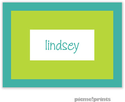 PicMe Prints - Calling Cards - Bold Bands Turquoise/Chartreuse (Folded-No Motif)