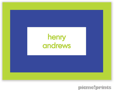 PicMe Prints - Calling Cards - Bold Bands Chartreuse/Cobalt (Flat)