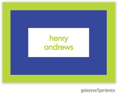 PicMe Prints - Calling Cards - Bold Bands Chartreuse/Cobalt (Folded-No Motif)