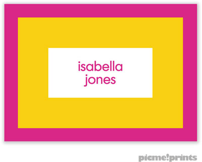 PicMe Prints - Calling Cards - Bold Bands Hot Pink/Sunshine (Folded-No Motif)