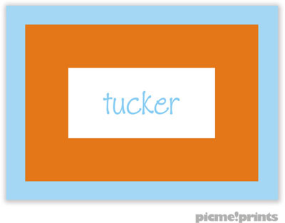 PicMe Prints - Calling Cards - Bold Bands Sky/Tangerine (Folded-No Motif)
