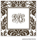 PicMe Prints - Calling Cards - Damask Espresso (Flat)