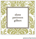 PicMe Prints - Calling Cards - Damask Moss (Flat)