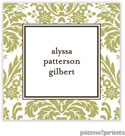 PicMe Prints - Calling Cards - Damask Moss (Folded)