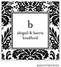 PicMe Prints - Calling Cards - Damask Black (Flat)