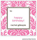 PicMe Prints - Calling Cards - Damask Bubblegum (Flat)