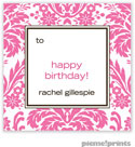 PicMe Prints - Calling Cards - Damask Bubblegum (Folded)