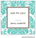PicMe Prints - Calling Cards - Damask Turquoise (Flat)