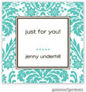 PicMe Prints - Calling Cards - Damask Turquoise (Folded)