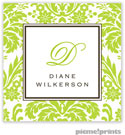 PicMe Prints - Calling Cards - Damask Chartreuse (Flat)