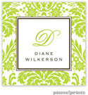 PicMe Prints - Calling Cards - Damask Chartreuse (Folded)