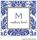 PicMe Prints - Calling Cards - Damask Cobalt (Flat)