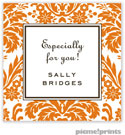 PicMe Prints - Calling Cards - Damask Tangerine (Flat)