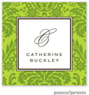 PicMe Prints - Calling Cards - Damask Cilantro on Chartreuse (Flat)