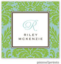 PicMe Prints - Calling Cards - Damask Lime on Robin's Egg (Flat)