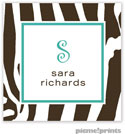 PicMe Prints - Calling Cards - Contemporary Zebra Turquoise (Flat)