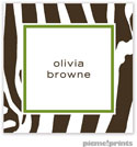 PicMe Prints - Calling Cards - Contemporary Zebra Cilantro (Folded)