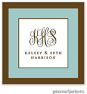 PicMe Prints - Calling Cards - Chocolate Border Robin's Egg (Flat)