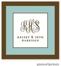 PicMe Prints - Calling Cards - Chocolate Border Robin's Egg (Folded)